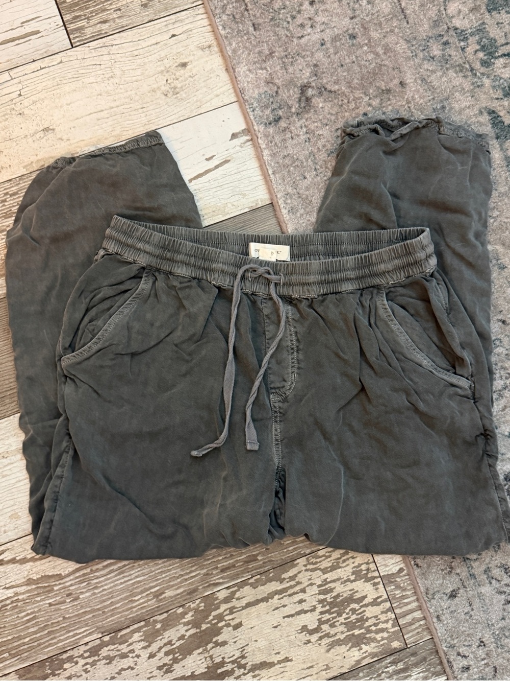 O'Neill Washed Charcoal Gray Drawstring Pants 100% viscose
